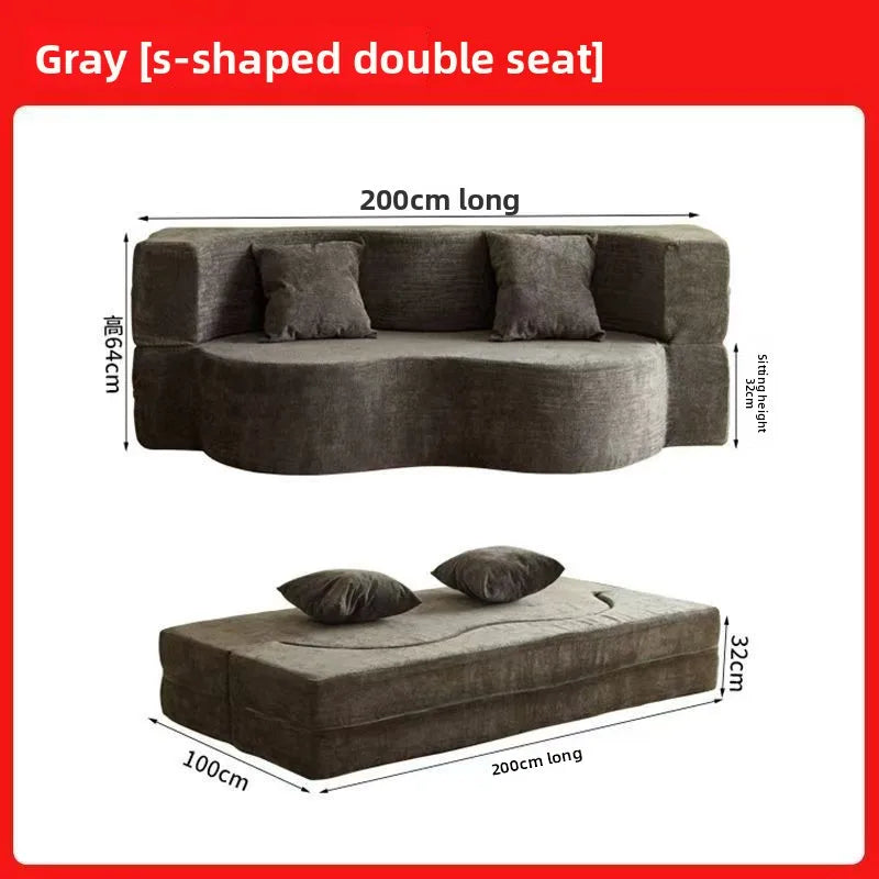 Modular Flannel Convertible Sofa Bed for Living Rooms