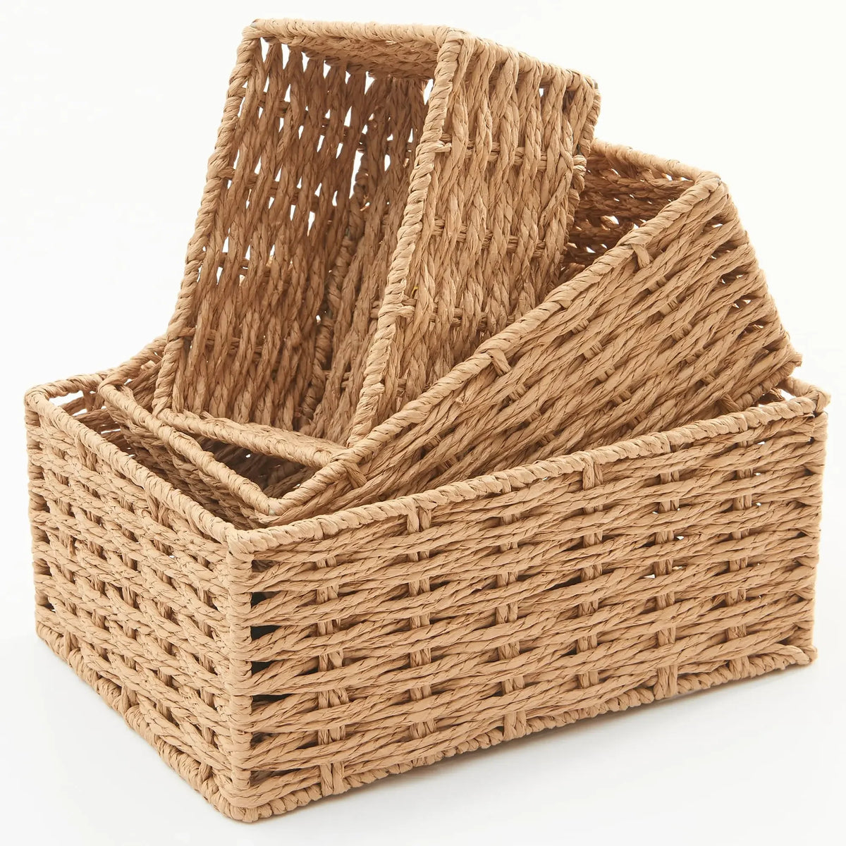 3-Piece Paper Rope Woven Storage Basket Set