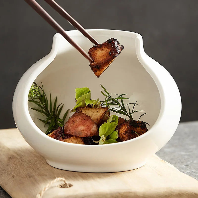 European White Ceramic Pasta and Dessert Bowl