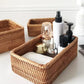Handwoven Rectangular Rattan Wicker Storage Basket