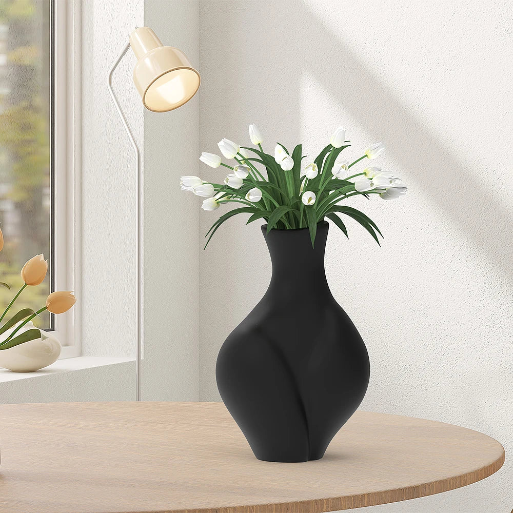 Elegant Black Plastic Vase for Modern Boho Decor