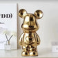 European Electroplated Ceramic Bear Figurine for Home Decor