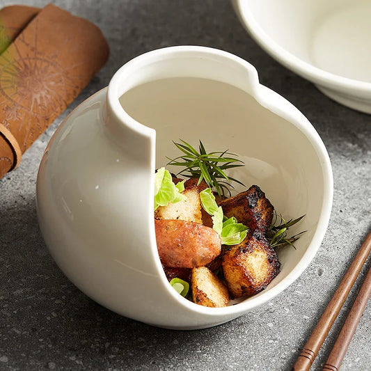 European White Ceramic Pasta and Dessert Bowl