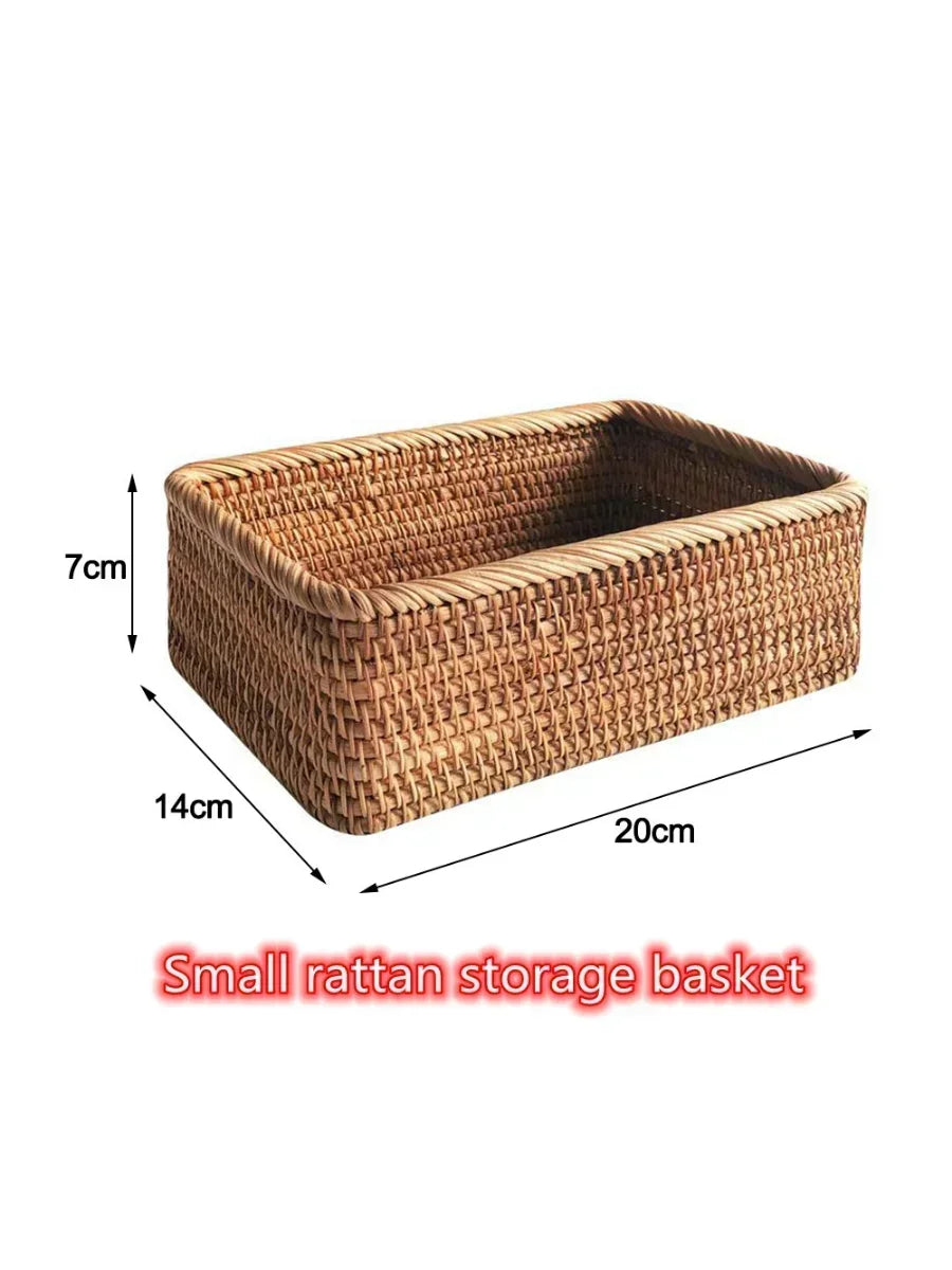 Handwoven Rectangular Rattan Wicker Storage Basket