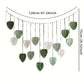 Boho Macrame Wall Hanging with Green Leaves and Feathers