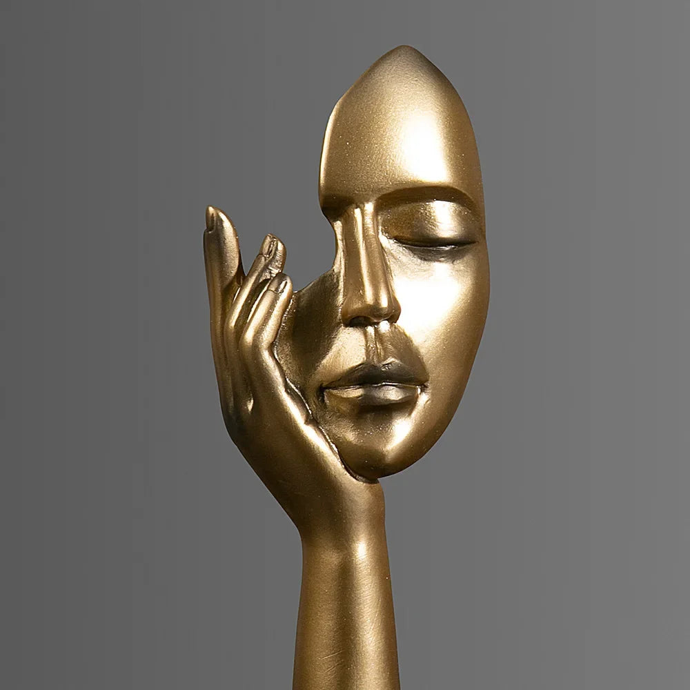European Resin Abstract Mask Figurine for Modern Decor