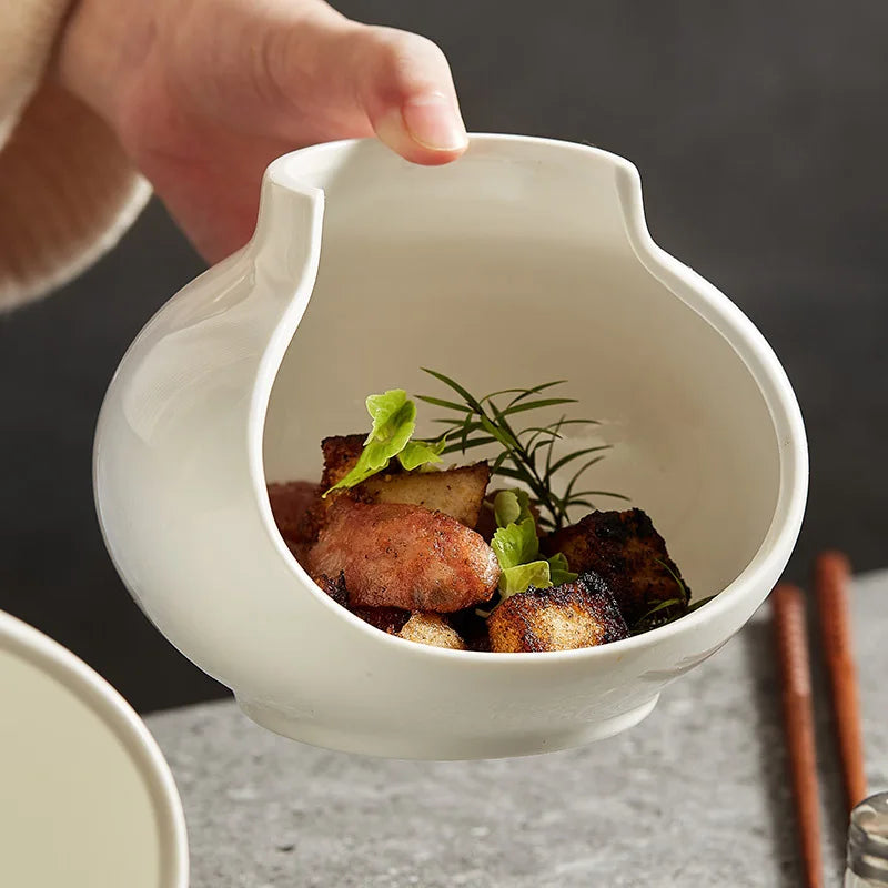 European White Ceramic Pasta and Dessert Bowl