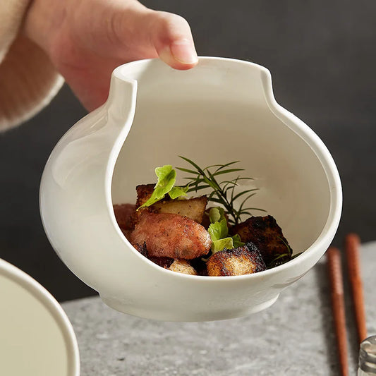 European White Ceramic Pasta and Dessert Bowl