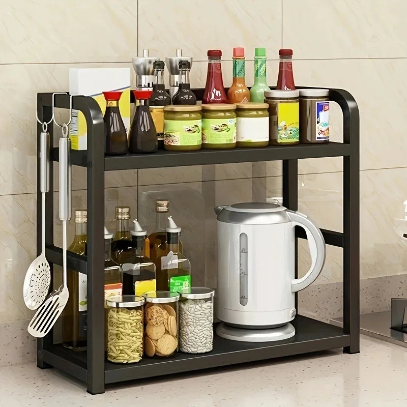 2-Tier Metal Countertop Kitchen Organizer Shelf Rack