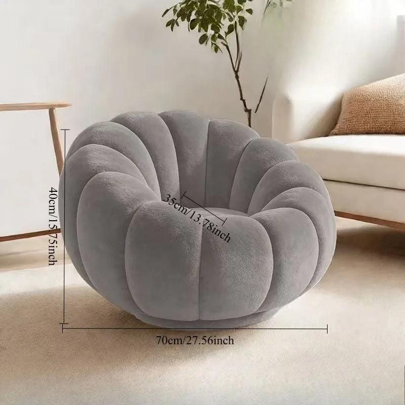 Cream Lamb Wool Plush Pumpkin Sofa Chair for Relaxation