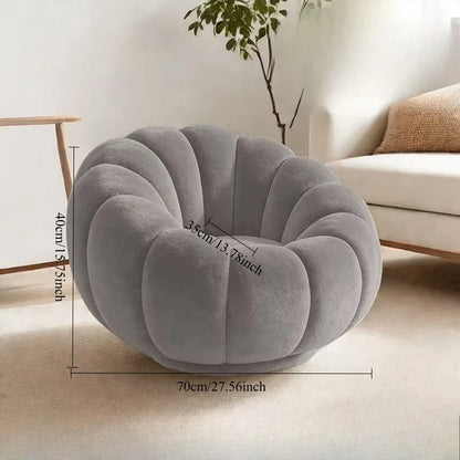 Cream Lamb Wool Plush Pumpkin Sofa Chair for Relaxation