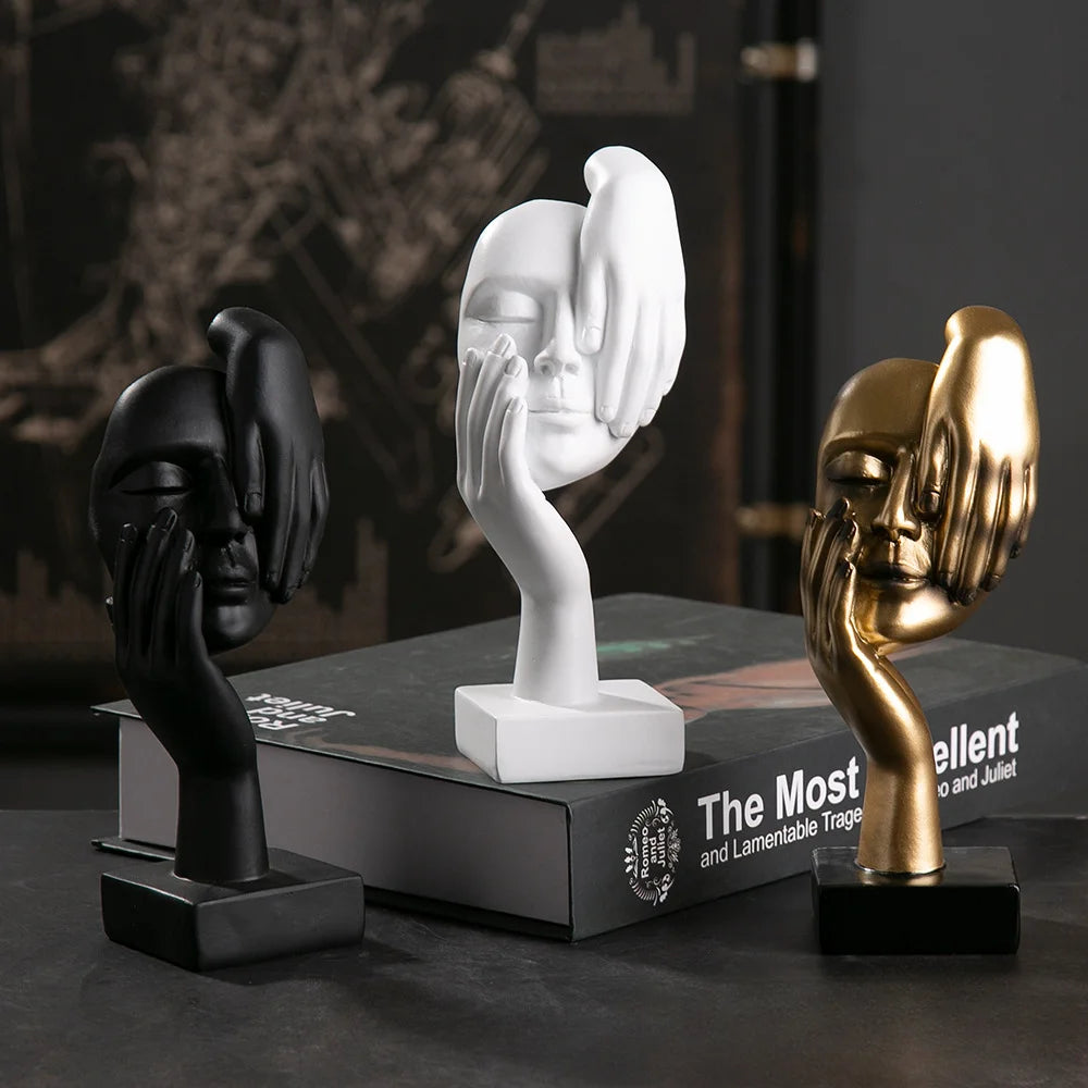 European Resin Abstract Mask Figurine for Modern Decor