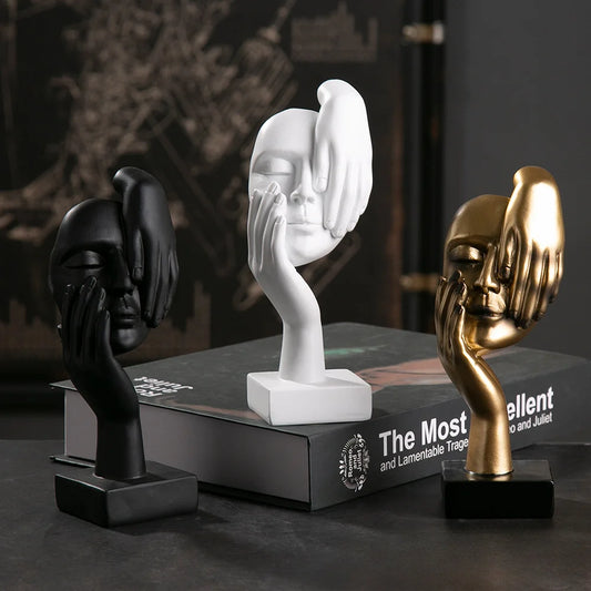 European Resin Abstract Mask Figurine for Modern Decor