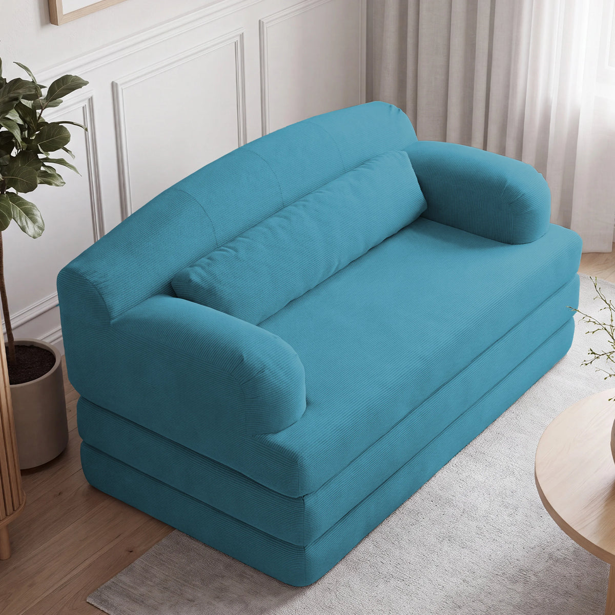 Foldable Corduroy Sofa Bed with Removable Cover