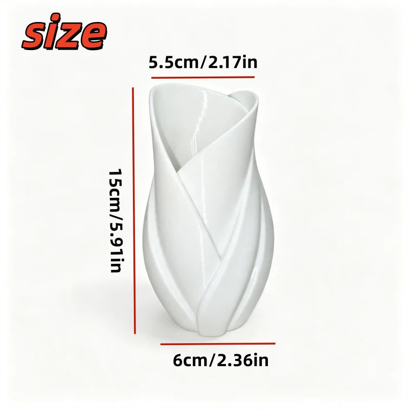 Petal-Shaped Matte White Decorative Vase with Curved Design
