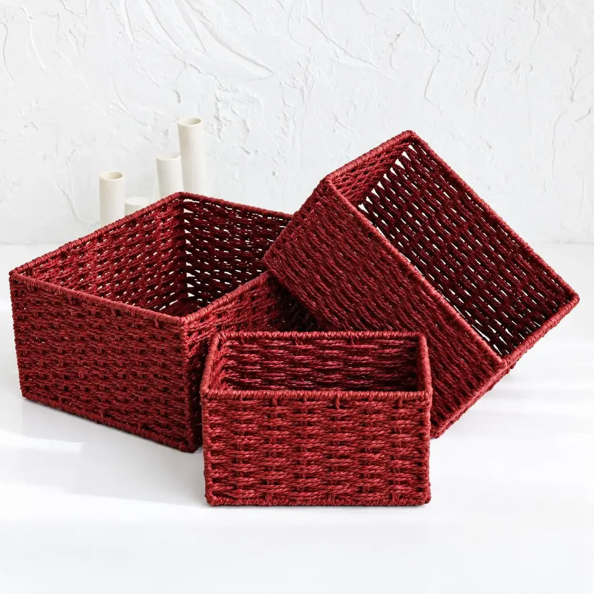 3-Piece Paper Rope Woven Storage Basket Set