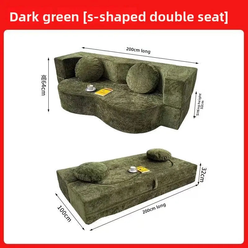 Modular Flannel Convertible Sofa Bed for Living Rooms