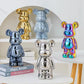 European Electroplated Ceramic Bear Figurine for Home Decor