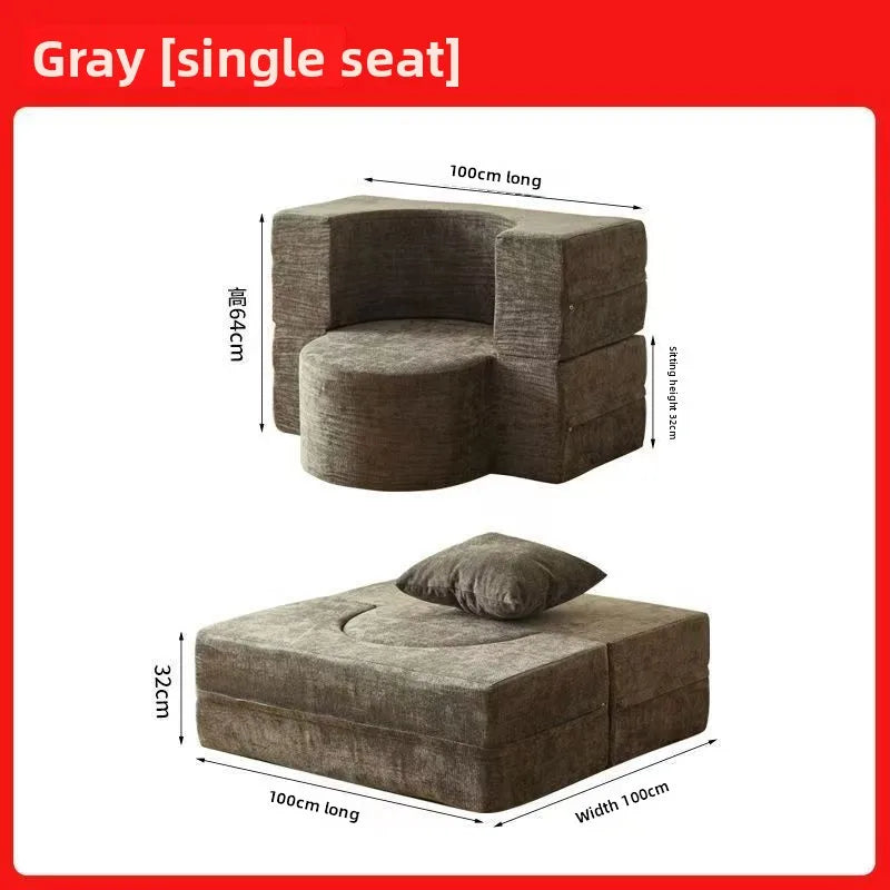 Modular Flannel Convertible Sofa Bed for Living Rooms