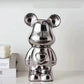 European Electroplated Ceramic Bear Figurine for Home Decor