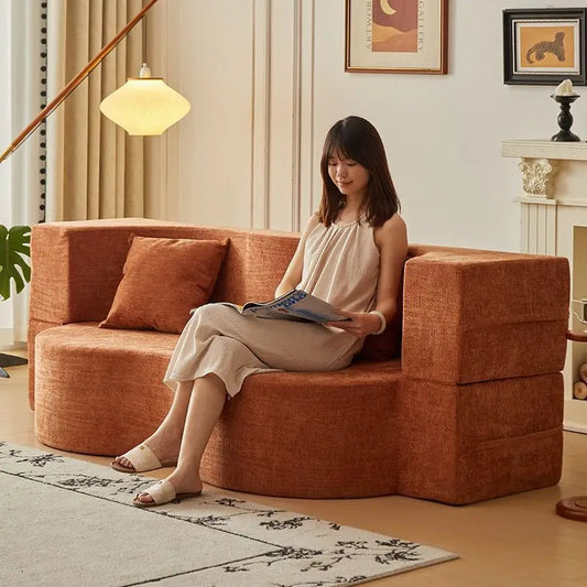 Modular Flannel Convertible Sofa Bed for Living Rooms