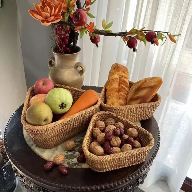 Handwoven Rectangular Rattan Wicker Storage Basket