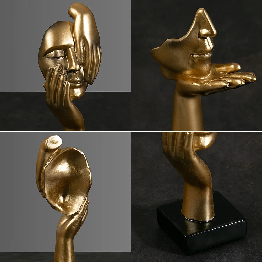 European Resin Abstract Mask Figurine for Modern Decor