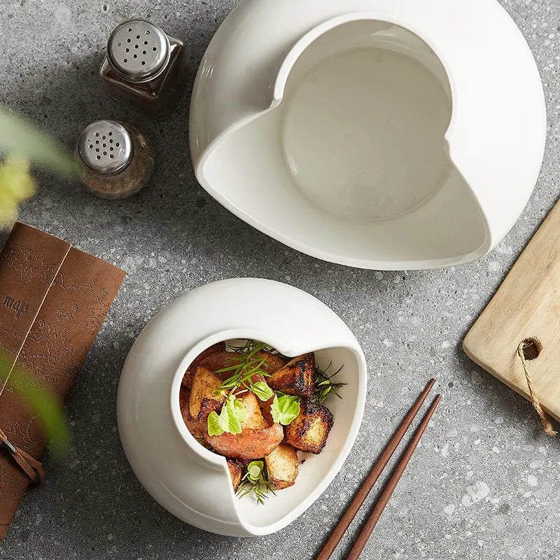 European White Ceramic Pasta and Dessert Bowl