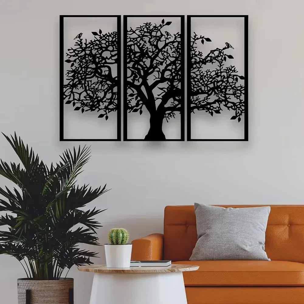 3-Piece Family Tree Metal Wall Art Decoration