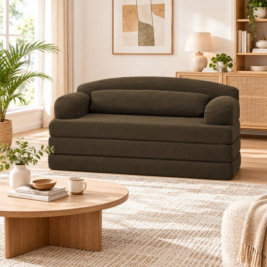 Foldable Corduroy Sofa Bed with Removable Cover