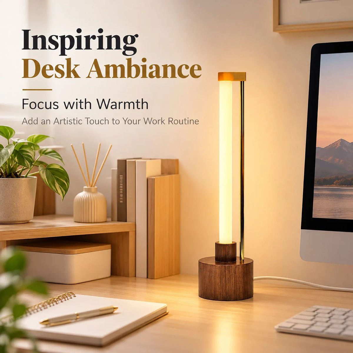 Mini USB LED Wooden Desk Lamp for Bedroom