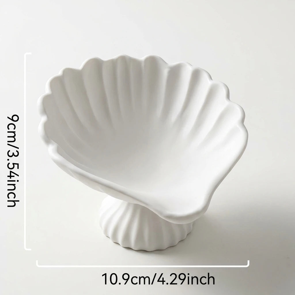 Shell-Shaped Ceramic Jewelry Dish for Rings and Trinkets