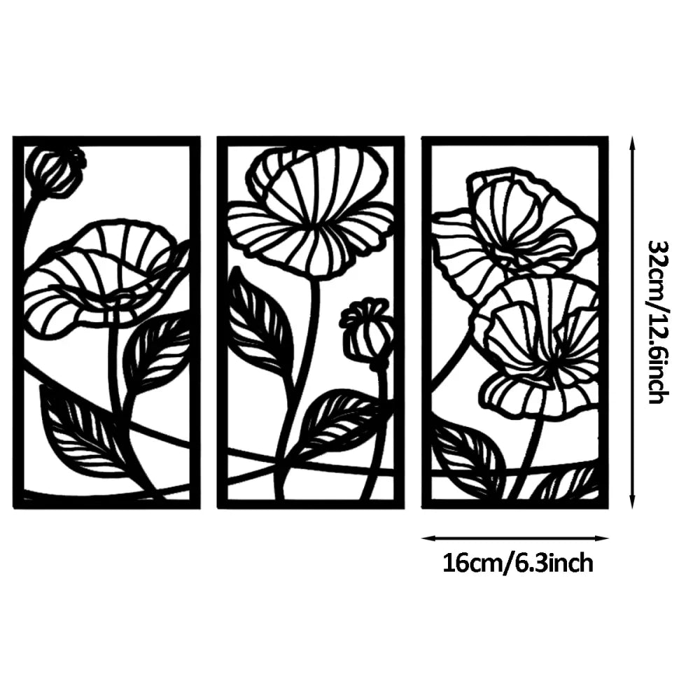3-Piece Family Tree Metal Wall Art Decoration