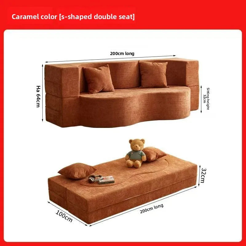 Modular Flannel Convertible Sofa Bed for Living Rooms