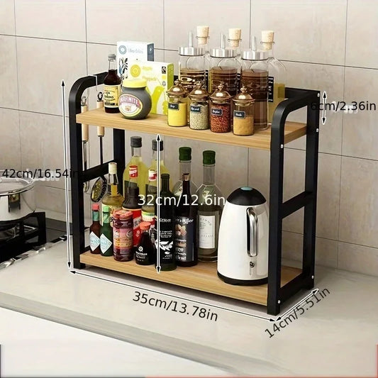 2-Tier Metal Countertop Kitchen Organizer Shelf Rack