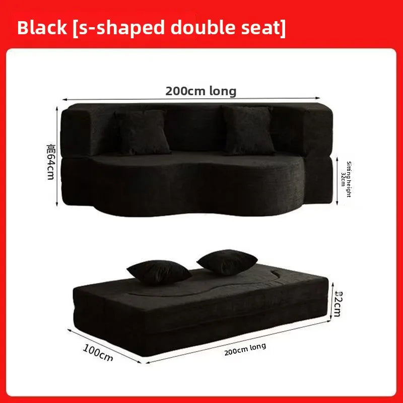 Modular Flannel Convertible Sofa Bed for Living Rooms