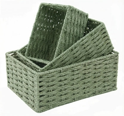 3-Piece Paper Rope Woven Storage Basket Set