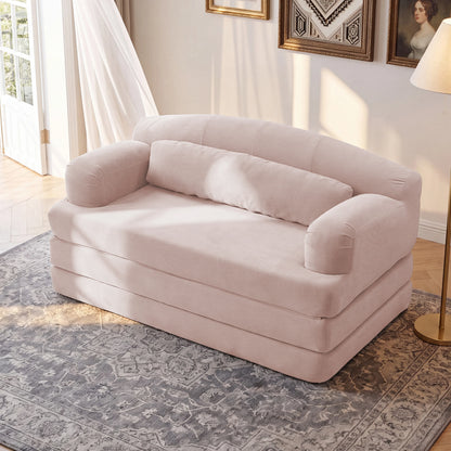 Foldable Corduroy Sofa Bed with Removable Cover