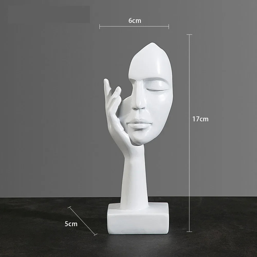 European Resin Abstract Mask Figurine for Modern Decor