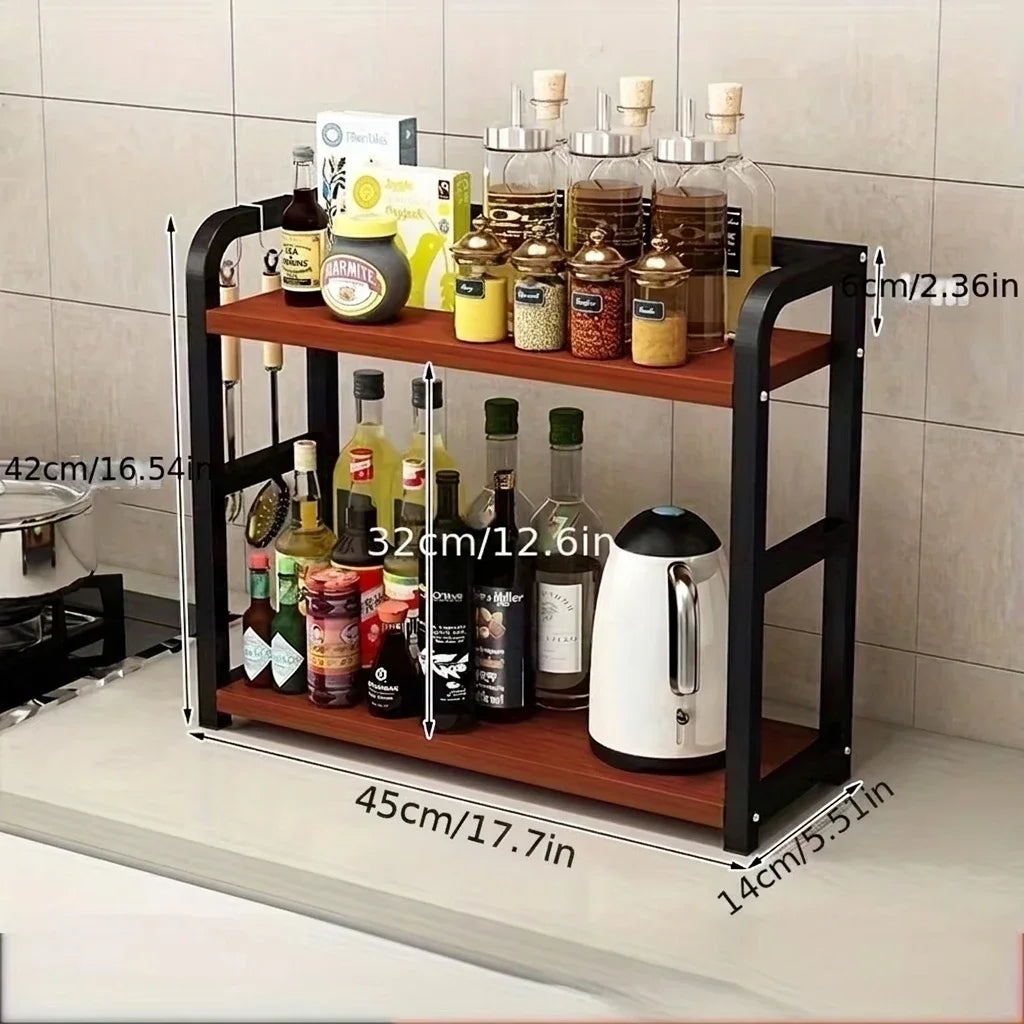 2-Tier Metal Countertop Kitchen Organizer Shelf Rack