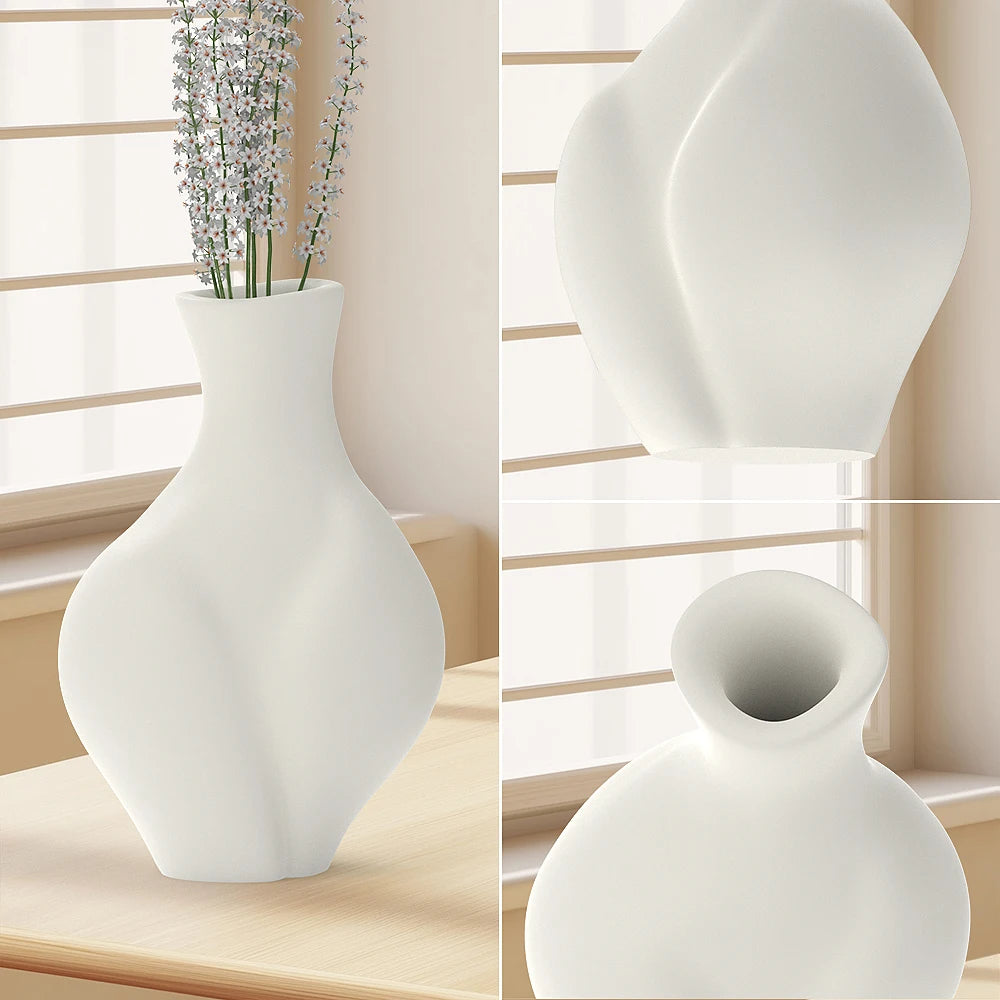 Elegant Black Plastic Vase for Modern Boho Decor