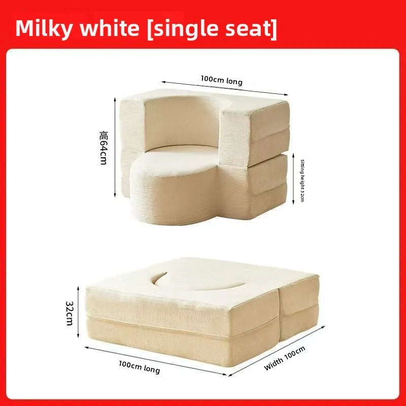 Modular Flannel Convertible Sofa Bed for Living Rooms