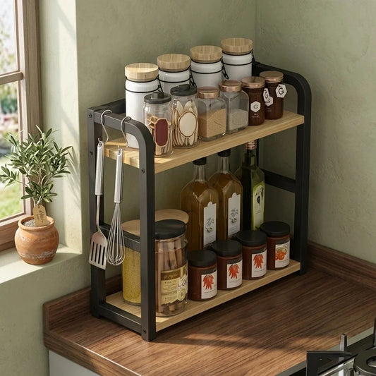 2-Tier Metal Countertop Kitchen Organizer Shelf Rack