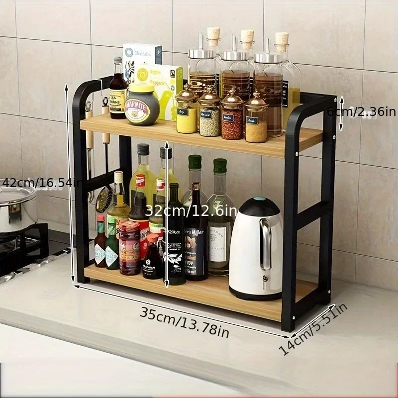2-Tier Metal Countertop Kitchen Organizer Shelf Rack