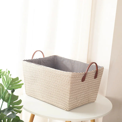 Japanese-Style Foldable Woven Storage Basket for Home