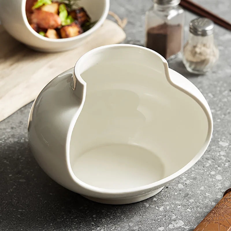 European White Ceramic Pasta and Dessert Bowl