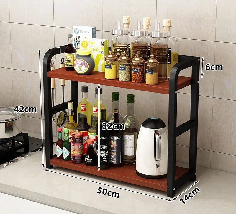 2-Tier Metal Countertop Kitchen Organizer Shelf Rack