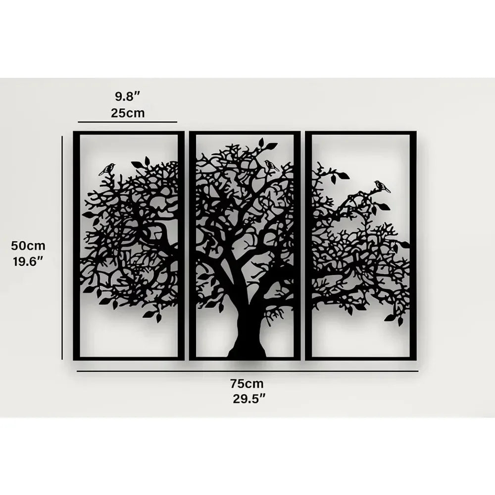 3-Piece Family Tree Metal Wall Art Decoration