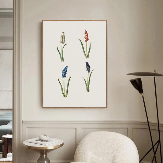 Vintage Botanical Floral Canvas Prints for Farmhouse Decor