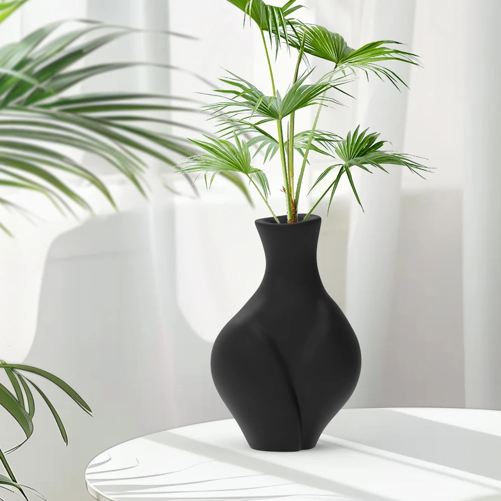 Elegant Black Plastic Vase for Modern Boho Decor